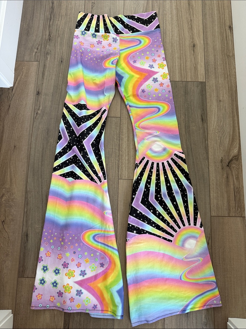 Retro Rainbow Flare Pants - Multicolor